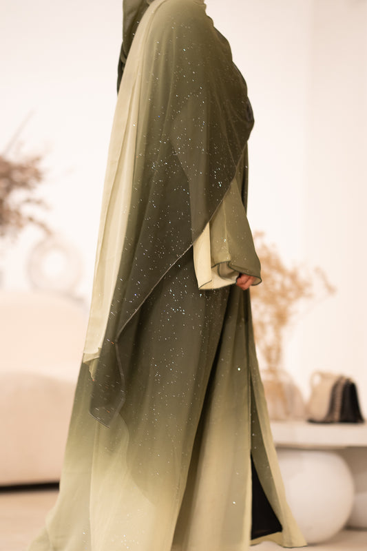 Ombre Green - Glitter Abaya