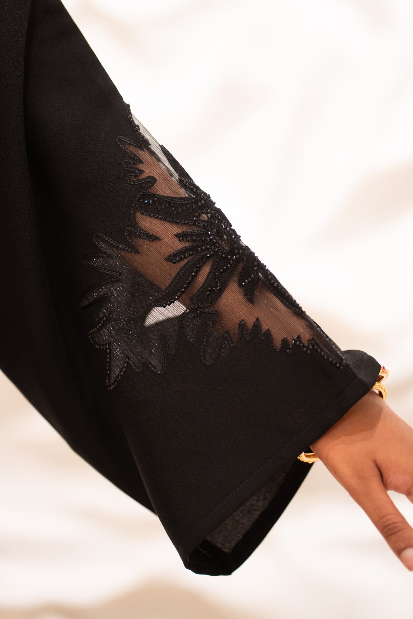 Black Abaya - Sheer Panel's